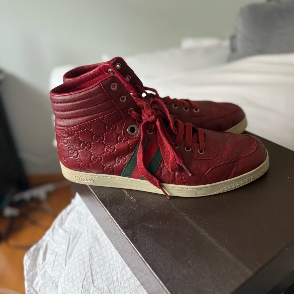 Gucci Red High-Top Sneakers